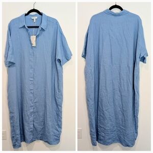 NEW COS Linen Button Front Maxi Dress L Lagenlook Minimalist